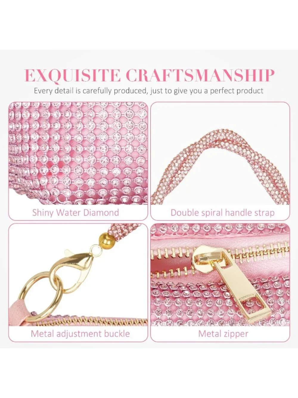 Glittering Evening Clutch Bag - Rhinestone Purse for Party & Wedding Events